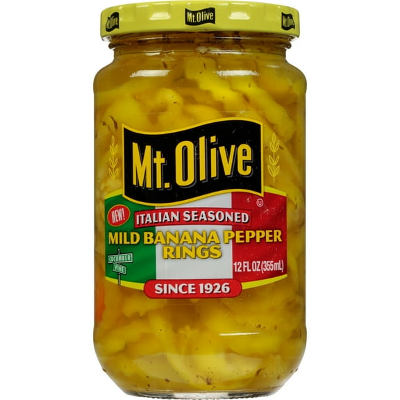 Mt. Olive Italian Seasoned Mild Banana Pepper Rings, 12 fl oz jar