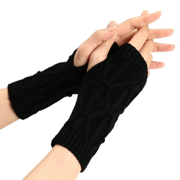 Niaviben Elbow Length Gloves Snow Gloves Wrist Warmers Fingerless Gloves for Women Long Gloves Winter Gloves for Women Knit Gloves Black One Size