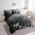 thumbnail image 3 of Manfei Retro Geometric 7-Piece Bedding Comforter Set,Splashing Ink King Bedding Sets,Gray Black Bed Sheets For Boys Girls,Microfiber Bedroom Decor Reversible, 3 of 8