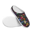 thumbnail image 3 of Xecao Flowers And Birds Print Cotton Slippers Fuzzy Warm Cozy Slippers Non Slip House Slippers For Indoor Outdoor Cotton Slippers House Slippers-11, 3 of 7