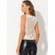 thumbnail image 4 of Disfraz de Halloween Camiseta Sin Mangas Con Cuello En U, Elástico, Ajustado, Brillante Y Metálico Brillante Para Mujer albaricoque M, 4 of 6