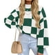 thumbnail image 1 of Suéter de Punto Acanalado de Larga con Cuello Alto y Corte Holgado para Mujer, Ideal para Otoño Verde L, 1 of 8