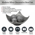 thumbnail image 2 of Seraphic 5pc Bowl Table Centerpieces for Dining Room, Large Decorative Bowls for Coffee Table Decor, Kitchen, Orbs/Balls Included, Silver, 2 of 11