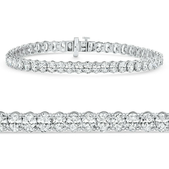 Pompeii 10Ct Oval Cut Diamond Tennis Bracelet 7" 14k White Gold Lab Grown (EF,VS)