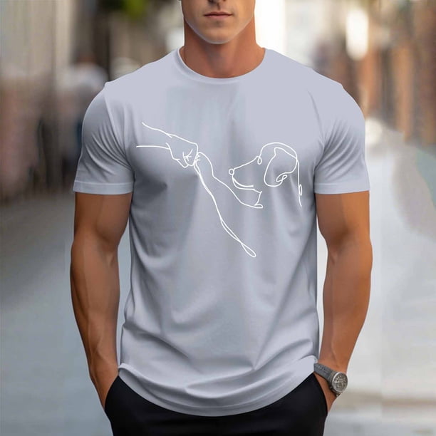 Tops para hombre, blusas y camisas de cuello redondo y manga corta para hombre, blusas casuales de cuello redondo con estampado de moda para hombre, blusas de cuello redondo y manga corta, camisas par
