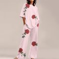 thumbnail image 2 of Women's Pajama Sets Short Sleeve Sleepwear Loungewear Suitable Summer O Neck Loose Floral Print Top Shirt With Pants Large Size 2 Set Plus Size Womens Clothing, 2 of 5