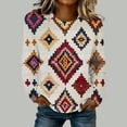 thumbnail image 2 of Miqool Western Vintage Print Sweatshirts for Women Long Sleeve Crewneck Casual Loose Pullover Sweatshirt Top, 2 of 4