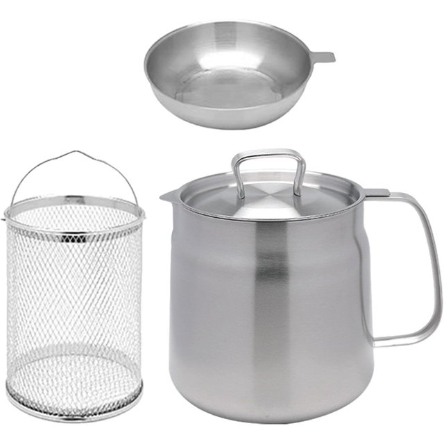 HUGFEGWE Friteuse en Acier Inoxydable Panier de Friture Antiadhésif Petite Friteuse pour Anneaux d'Oignon Restaurant Pique-Nique, Style A 1.5L CA919-75964