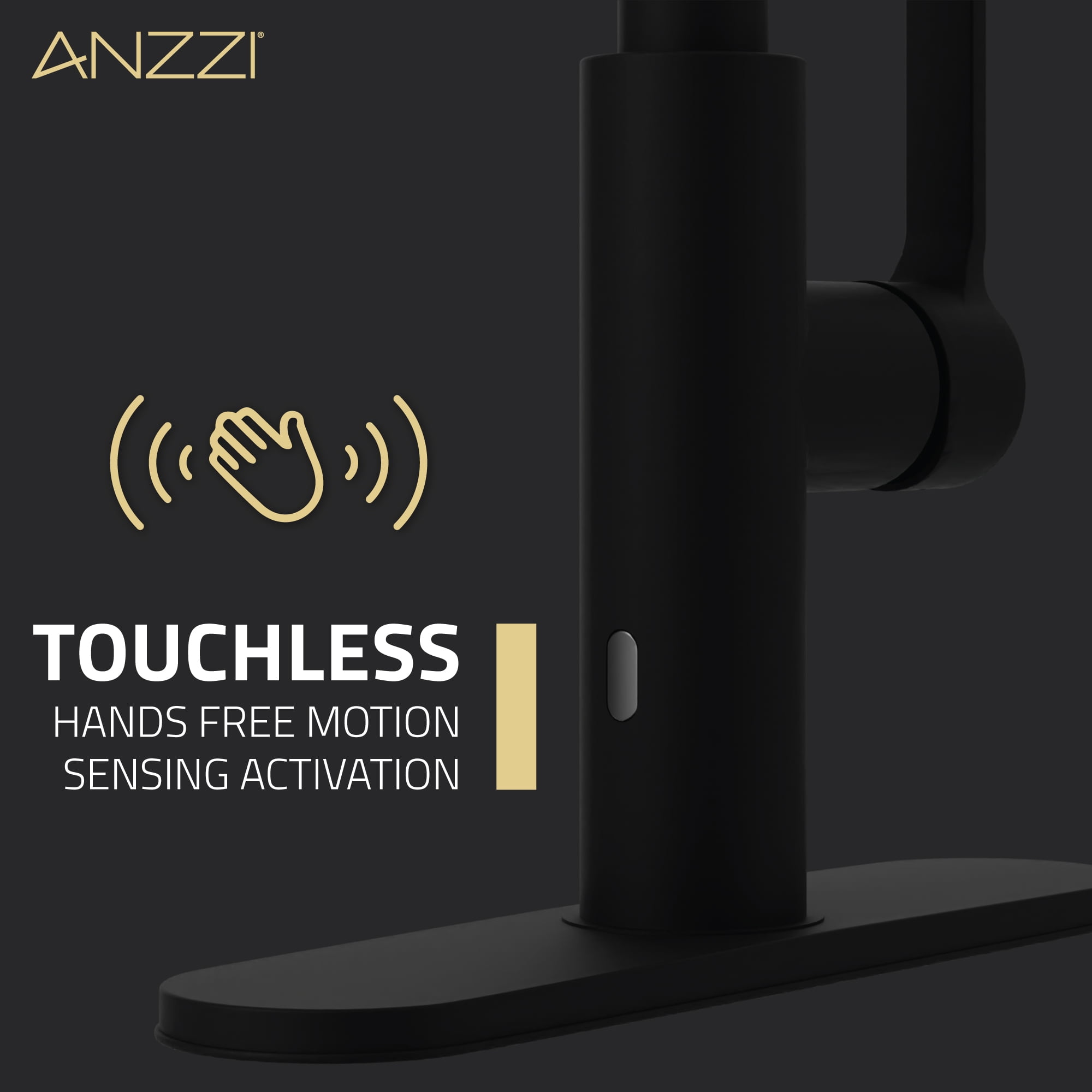 Anzzi Ola Hands Free Touchless 1-Handle Pull-Down Sprayer Kitchen Faucet in Matte Black