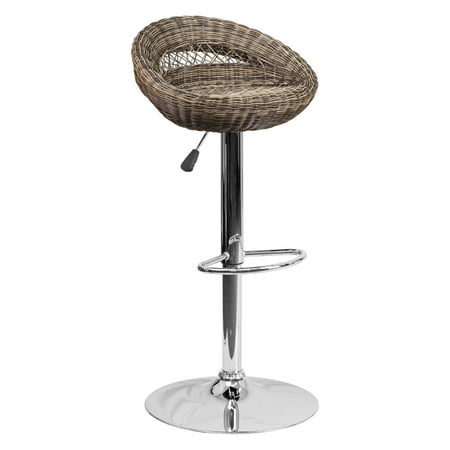 Flash Furniture Contemporary Wicker Rounded Back Adjule Height Barstool With Chrome Base Flash Furniture Contemporary Wicker Rounded Back Adjule Height Barstool With Chrome Base
