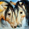 thumbnail image 2 of Baldwin, Marcia 15x15 Black Ornate Wood Framed with Double Matting Museum Art Print Titled - Buckskin Friends, 2 of 4