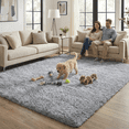 thumbnail image 3 of Rugs for Living Room, 5'x8' Soft Fluffy Area Rug for Bedroom, Plush Decorative Rug with Anti-Skid Backing, Indoor Home Carpet for Living Room, Light Grey, 3 of 8