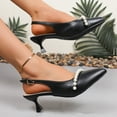 thumbnail image 6 of Purcolt Womens Pearl PU Leather Heels Sandals Elegant Pointed Toe Slingback Stilettos with Ankle Strap Summmer Dress Pumps Shoes for Party Weeding Office, 6 of 9