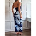 thumbnail image 4 of Women Summer Casual Floral Dresses Spaghetti Strap Bodycon Maxi Beach Dress Dark Blue L, 4 of 6