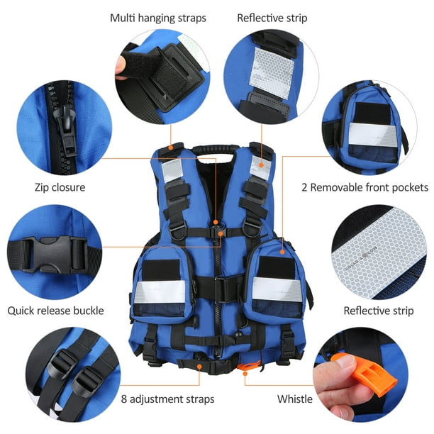 Romacci Flotation Device Adults Adult Safety Float Suit For Water Sports Kayaking Fishing Surfing Canoeing Survival Jacket Blue Xl-Xxl