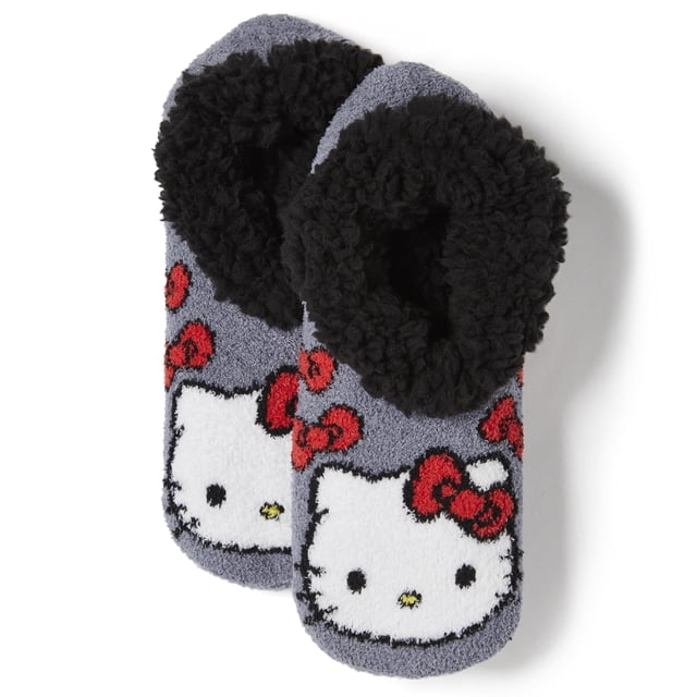 Calcetines pantufla de peluche Teddy para mujer Hello Kitty antideslizantes