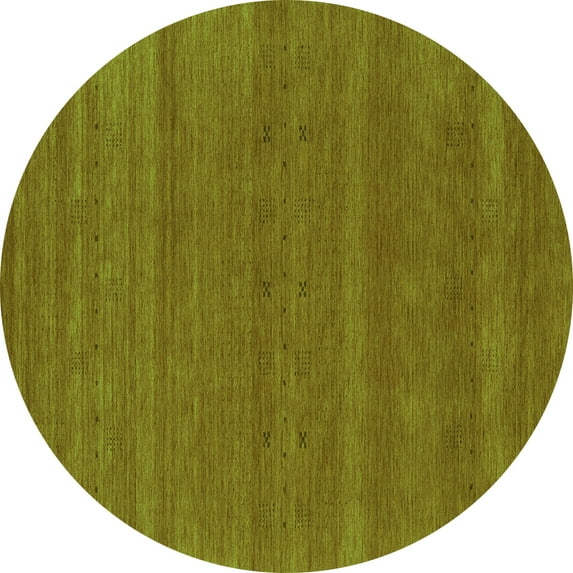 Ahgly Company Indoor Round Abstract Green Contemporary Area Rugs, 6' Round