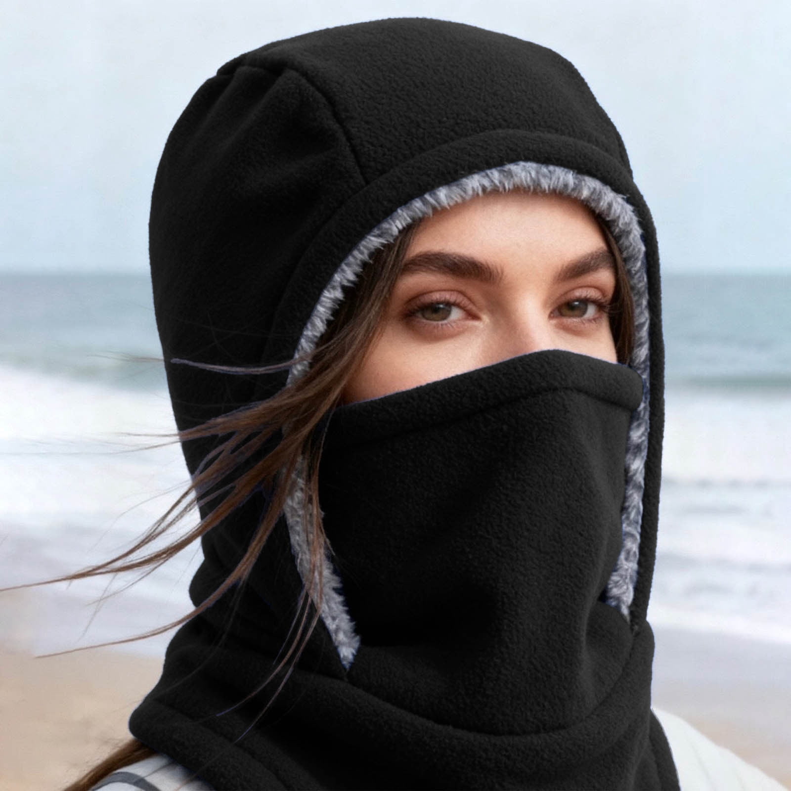 Uscallm Warm Winter Car Seat Cushion, Unisex Winter Balaclava Face Mask, Full Coverage Windproof Cold Weather Gear, Thermal Neck Warmer Ear Protection Hat