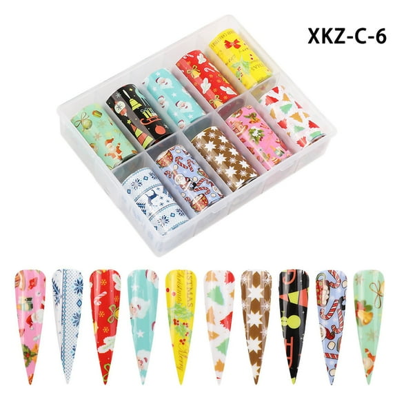 wznxdo Nail Art Accessories Halloween Christmas Nail Sticker Snowflake Skull Nail Art Star Transfer Paper