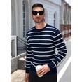thumbnail image 5 of COOFANDY Men's Striped Crewneck Sweaters Long Sleeve Knit Pullover Lightweight Slim Fit Sweater, 5 of 8