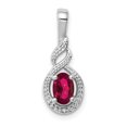 thumbnail image 1 of 925 Sterling Silver Rhodium Plated Created Ruby and Diamond Pendant, 1 of 2