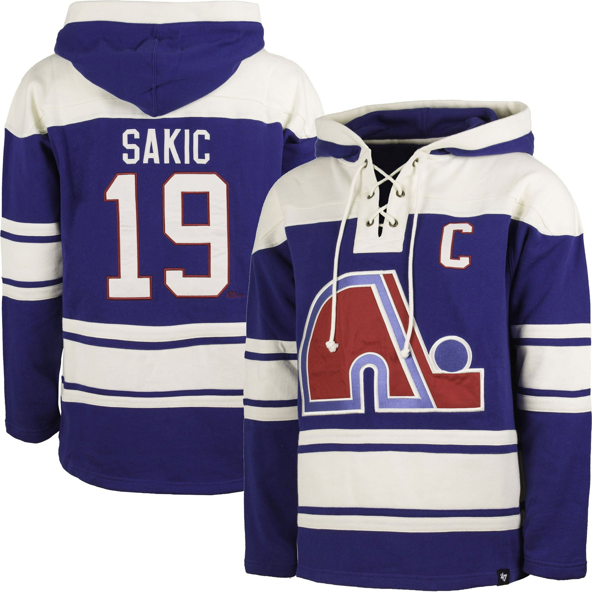 47 Men's Quebec Nordiques Vintage Rockaway Lacer Pullover Hoodie - Size Large Multicolor at Men's Clothing store