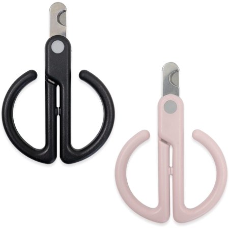 2 Colors Dog Nail Clippers, Dog Nail Trimmers Crescent Sharp Stainless Steel Blade, Safe Cat Nail Clipper Trimmer, Pet Nail Clippers for Rabbits, Ferrets, Guinea Pigs (Black Pink)