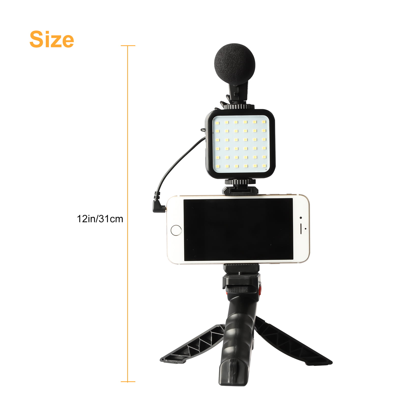 Compatible with iPhone 11 X Xr 8 7 Samsung Galaxy Note S10 and More C10M Live Video Shots Youtube Streaming Riqiorod Shotgun Microphone and Phone Tripod/Monopod Pole Holder Kit for Vlog 