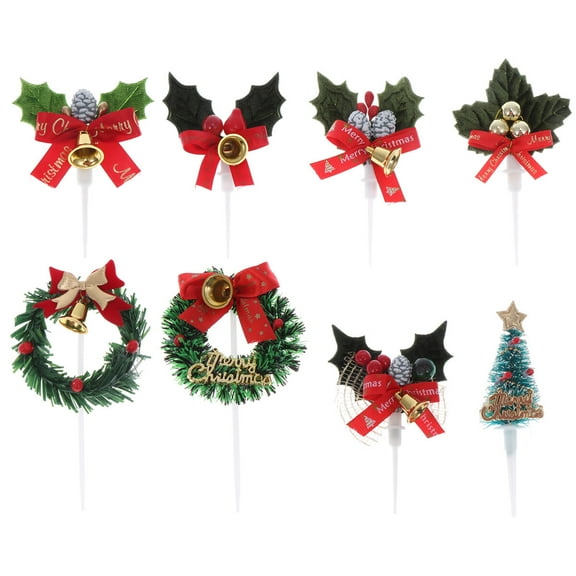 Gregiular 8pcs Christmas Cupcake Toppers Santa Xmas Tree Picks Decoration