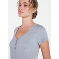 thumbnail image 5 of Joyspun Women’s Modal Blend Ribbed Henley Sleep Top, Sizes XS-3X, 5 of 6