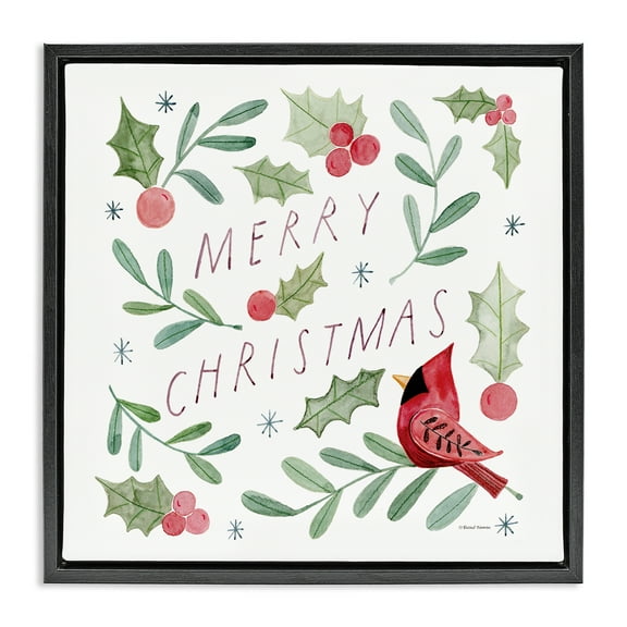 Stupell Industries Soft Whimsical Christmas Holiday Painting Black Floater Framed Canvas Art Prints Wall Art, 18 x 18