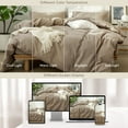 thumbnail image 6 of MooMee Washed Cotton Duvet Cover Set Linen Like Textured Breathable 3-Piece (Mocha Brown, Queen), 6 of 6