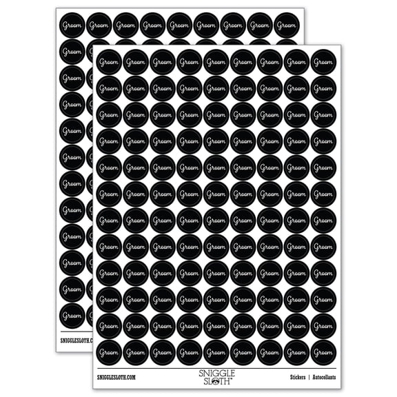 Groom Wedding Fun Text 200  Round Stickers - Black - Gloss Finish - 0.50" Size