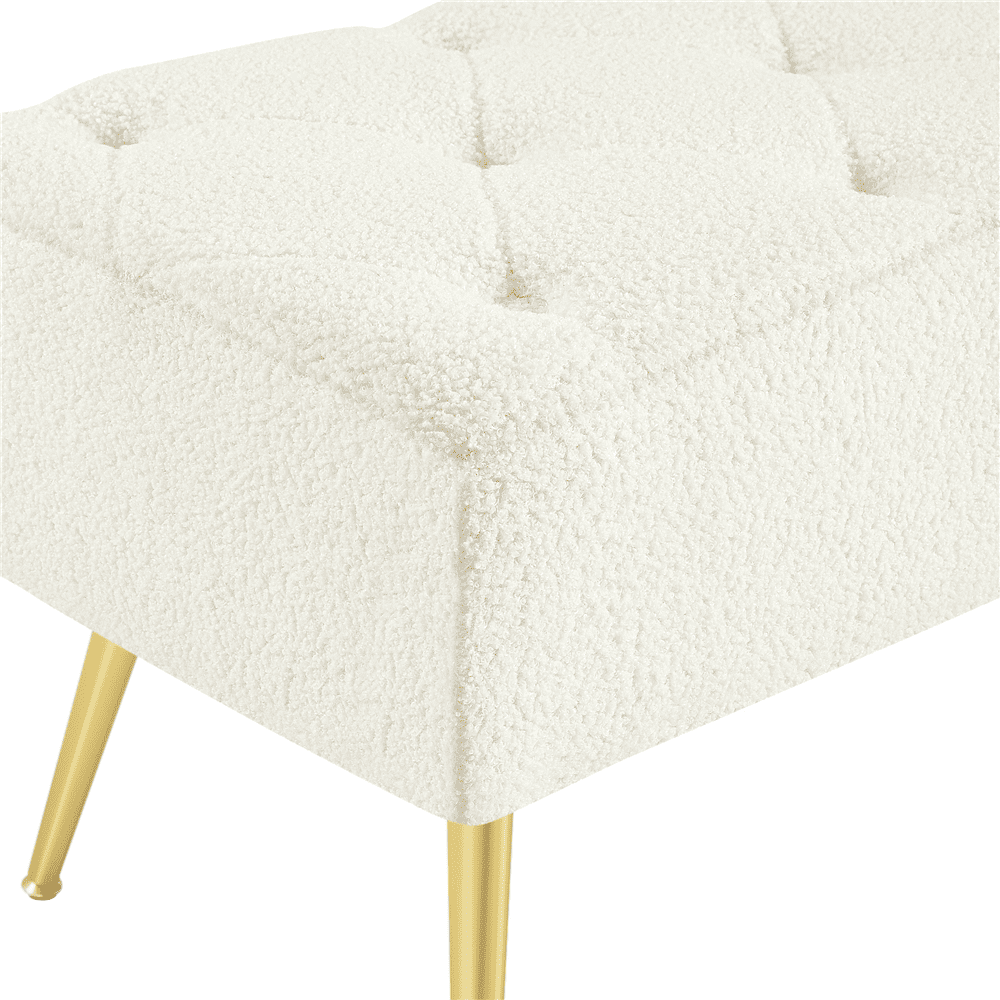 Renwick Modern Ottoman Upholstered Footstool Bench, Ivory