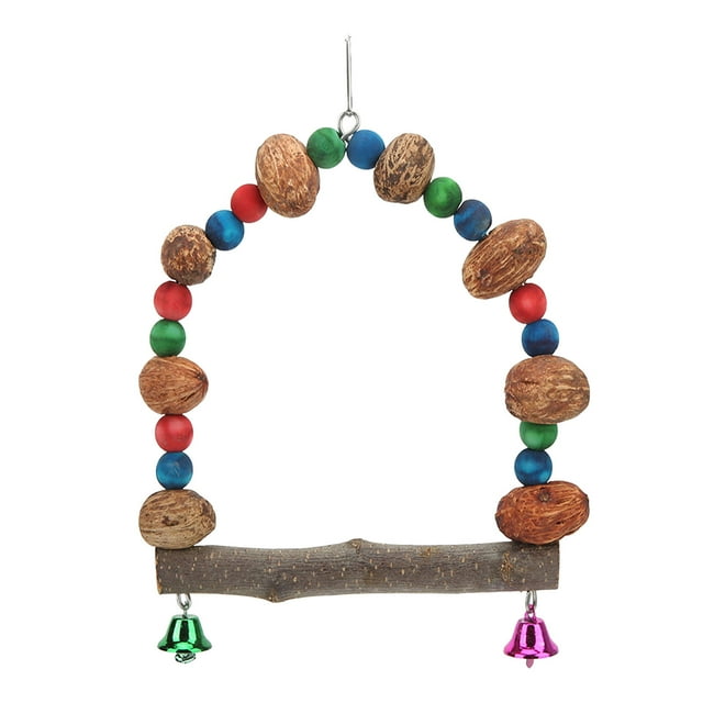 Jouet de Balançoire d'Oiseau, Crochet Fixe Perles Colorées Perroquets Perche de Balançoire pour Perruche pour Cockatiel S