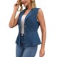 thumbnail image 4 of CHALECO DE DENIM PARA MUJER INSPIRADOR CHIC, CON BOTONES, CUELLO DE SOLAPA, CINTURA ELÁSTICA, SIN MANGAS, CHAQUETAS DE JEAN, TAMAÑO L, AZUL OSCURO, 4 of 6