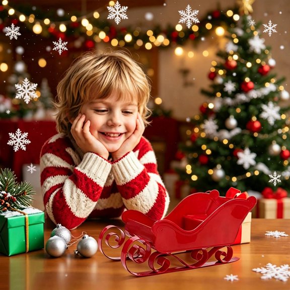 Noothes Santa Sleigh Christmas Decor for Tabletop, Festive Holiday Sleigh Sculpture for Indoor and Outdoor Home Decorations, Classic Christmas Centerpiece