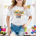 thumbnail image 2 of Gbsyewxs Girls Shirts Crew Neck Short Sleeve Floral Letter Print Comfortable Summer T Shirts For Kids White Size 8-9 Years, 2 of 4