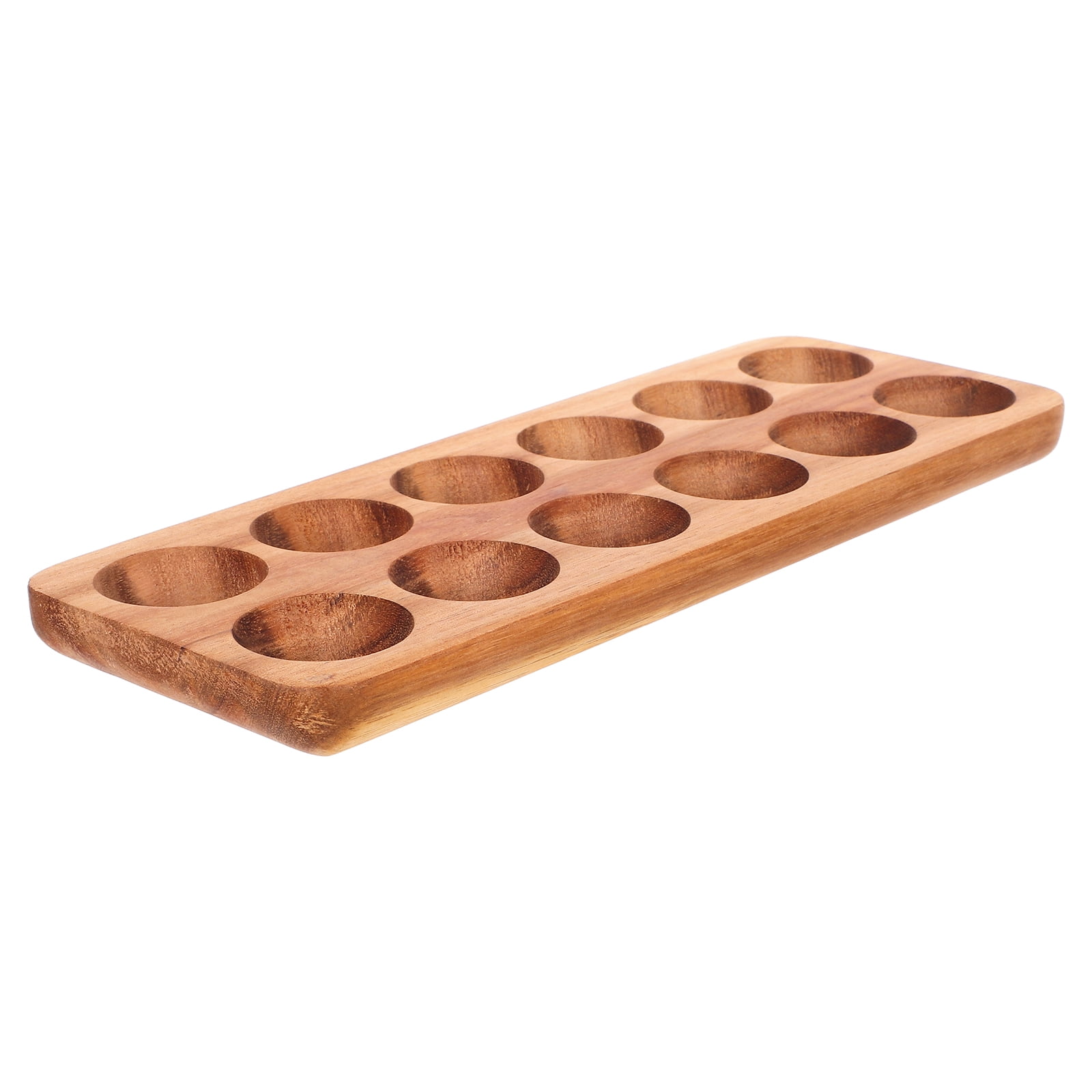 ULTNICE 1Pack Wooden Egg Tray for Kitchen Use and Storage in Brown Acacia Wood