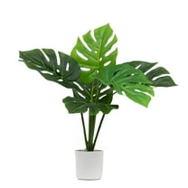 Mainstays 20"H Artificial Indoor Monstera Plant in Plastic Vanilla Plant Container