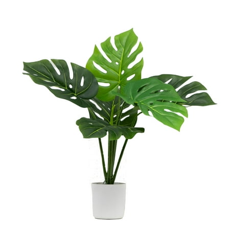 Mainstays 20"H Artificial Indoor Monstera Plant in Plastic Vanilla Plant Container