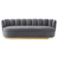 thumbnail image 3 of Tufted Sofa, Grey Gray, Velvet, Modern Contemporary, Mid Century Living Hotel Lounge Cafe Lobby, 3 of 8