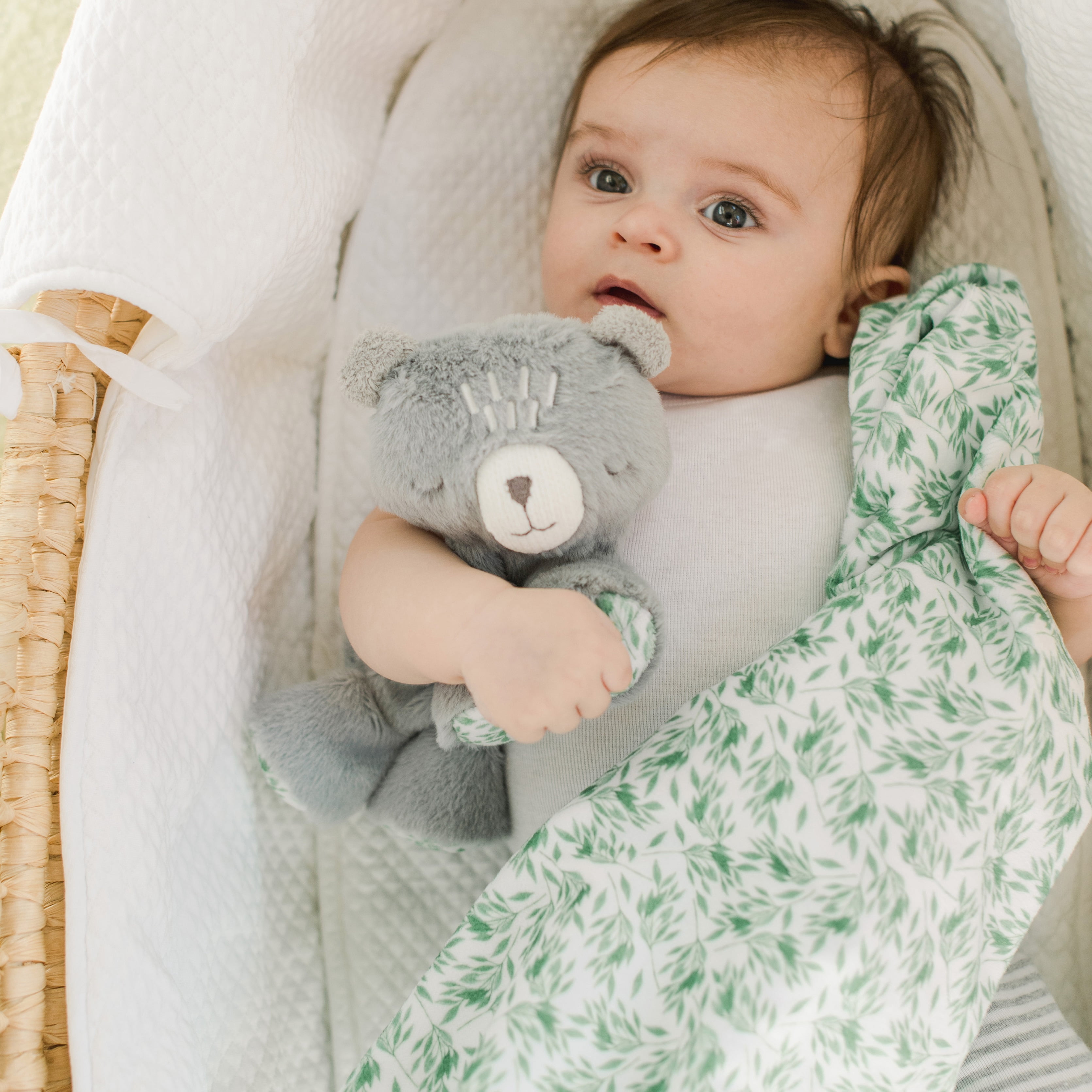 Animal Adventure® | Little Daydreamers™ | Enchanted Forest Greenery Collection | 3-Piece Baby Gift SetBear Unkie, Greenery Print Blanket