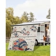thumbnail image 4 of 4th of July RV Awning Sun Shade Screen 9'X7' Patriotic Gnome Stars Branch Mesh Sunscreen Poppy Eucalyptus Leaves Linen Awning Shade Screen with Zipper Completed Kits for RV Motorhome Camper, 4 of 7