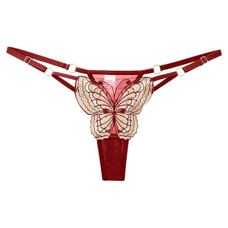 TAIAOJING 6 Pack Women's Cotton Thong Ladies Embroidered Panties