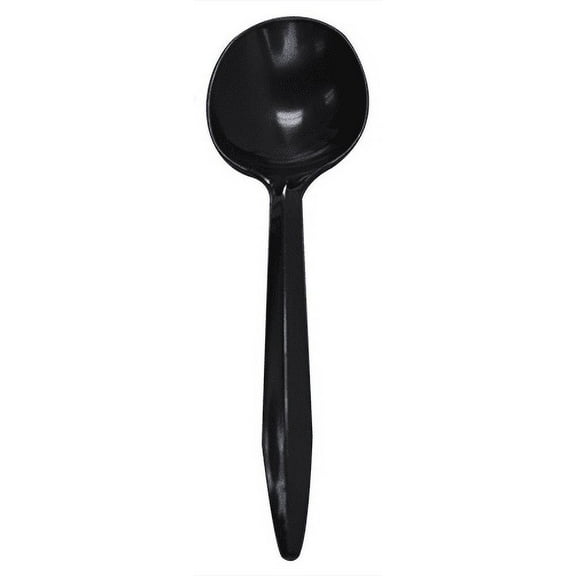 Karat PP Plastic Medium Weight Soup Spoons Bulk Box - Black - 1,000 ct