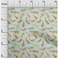 thumbnail image 2 of oneOone Rayon Orange Fabric Asian Japanese Koi Fish With Wave Sewing Material Print Fabric By The Yard 56 Inch Wide, 2 of 4