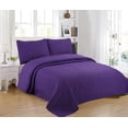 thumbnail image 1 of Sapphire Home 2-Piece Twin/Twin-XL Oversize Bedspread Coverlet Bedding Set w/1 Sham, Soft Touch, Solid, Stylish Embossed Pattern, All-Season Oversize Comforter Bed Cover, Emma Twin Purple, 1 of 2