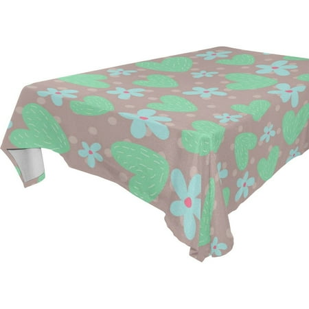 

POPCreation Navy Heart Tablecloths Blue Floral Table Top Decoration 60x104 inches