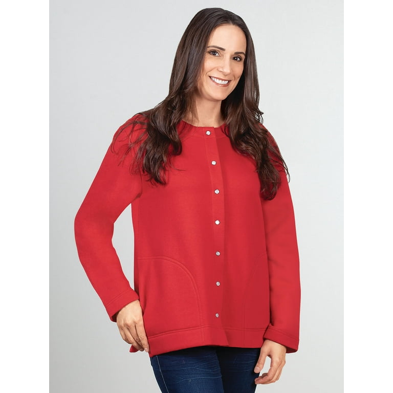 Women's snap front sweatshirt hotsell jacket